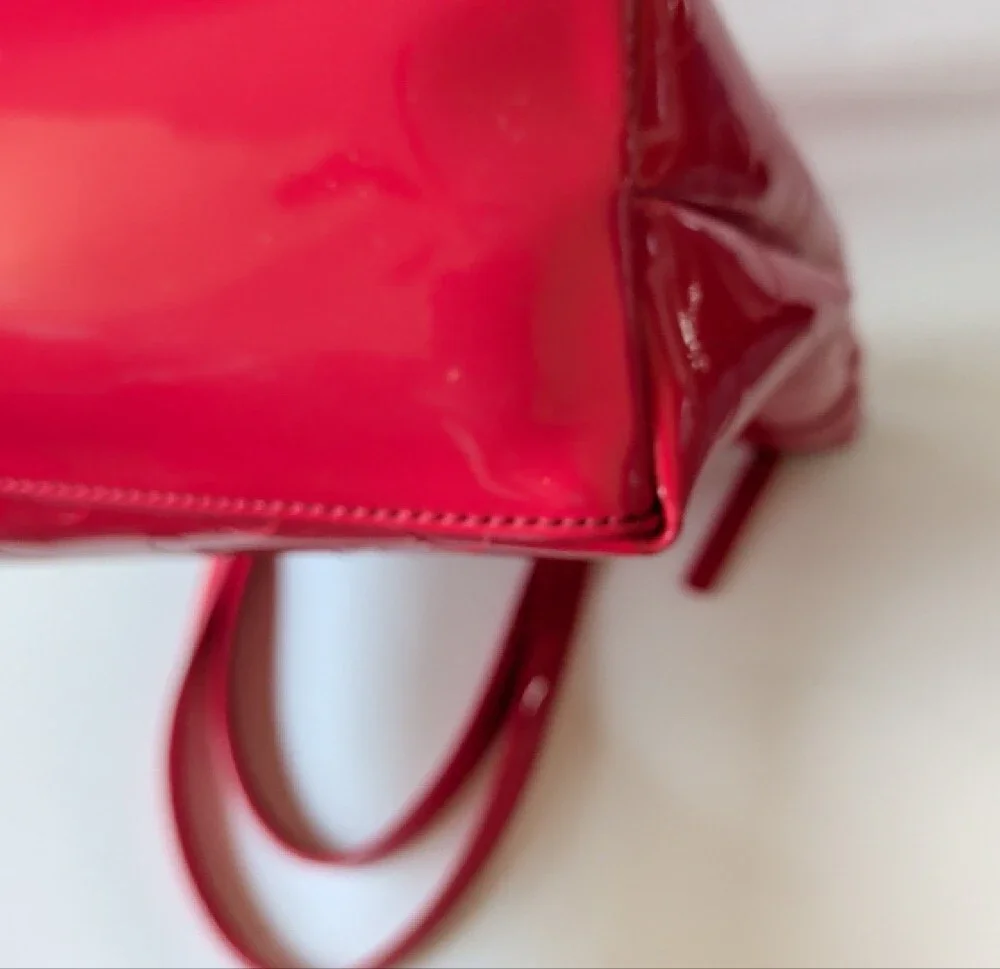 Kate Spade Red Patent Tote Bag with Bow Accent EUC